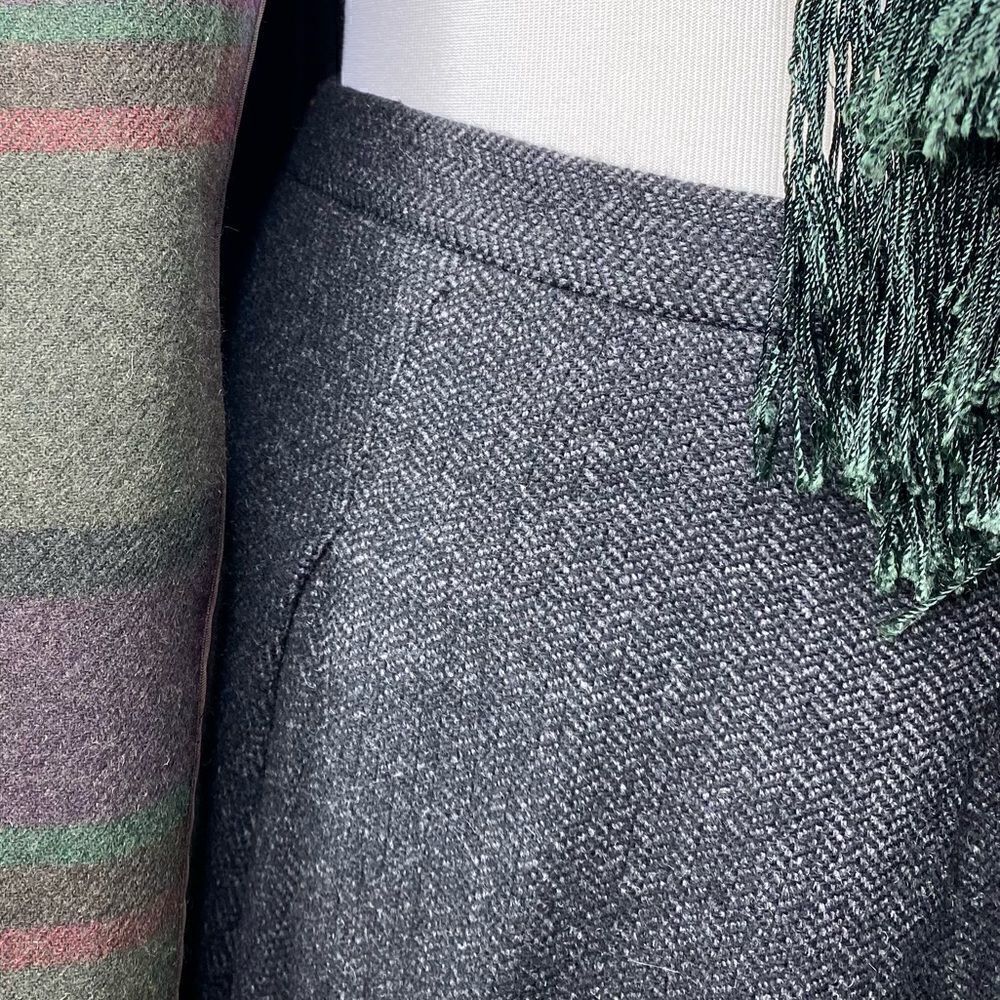 Ralph Lauren Charcoal Grey Camelhair Wool Blend Herringbone Tweed Pouf Skirt - Picture 16 of 16